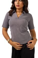 Grey velvet top - Image 3